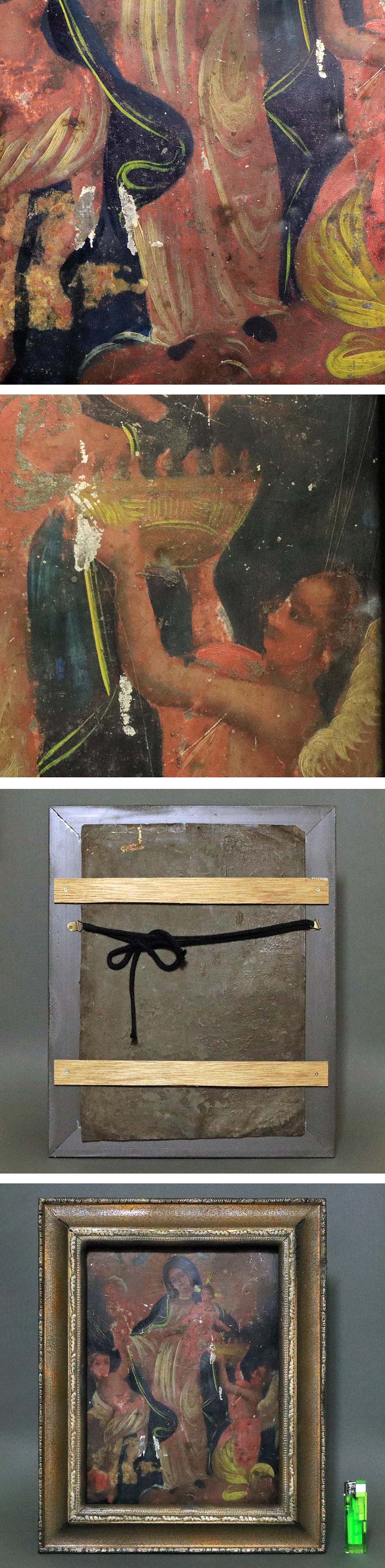 ☆いい楽 特別出品☆イコン「聖母子像」ブリキ メキシコ 19世紀 イコン