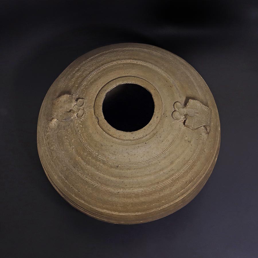 低価，格安 ☆いい楽☆灰釉双耳壺 漢時代