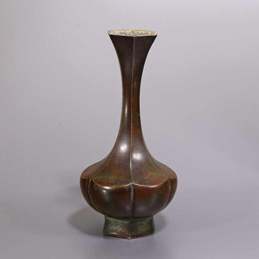 ☆いい楽☆古銅 面取花瓶 江戸時代