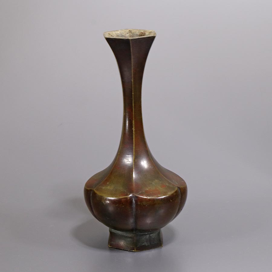 ☆いい楽☆古銅 面取花瓶 江戸時代
