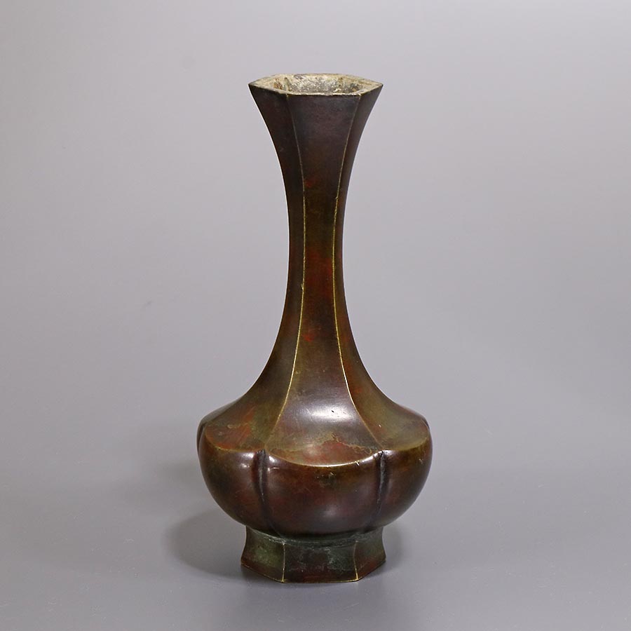 ☆いい楽☆古銅 面取花瓶 江戸時代