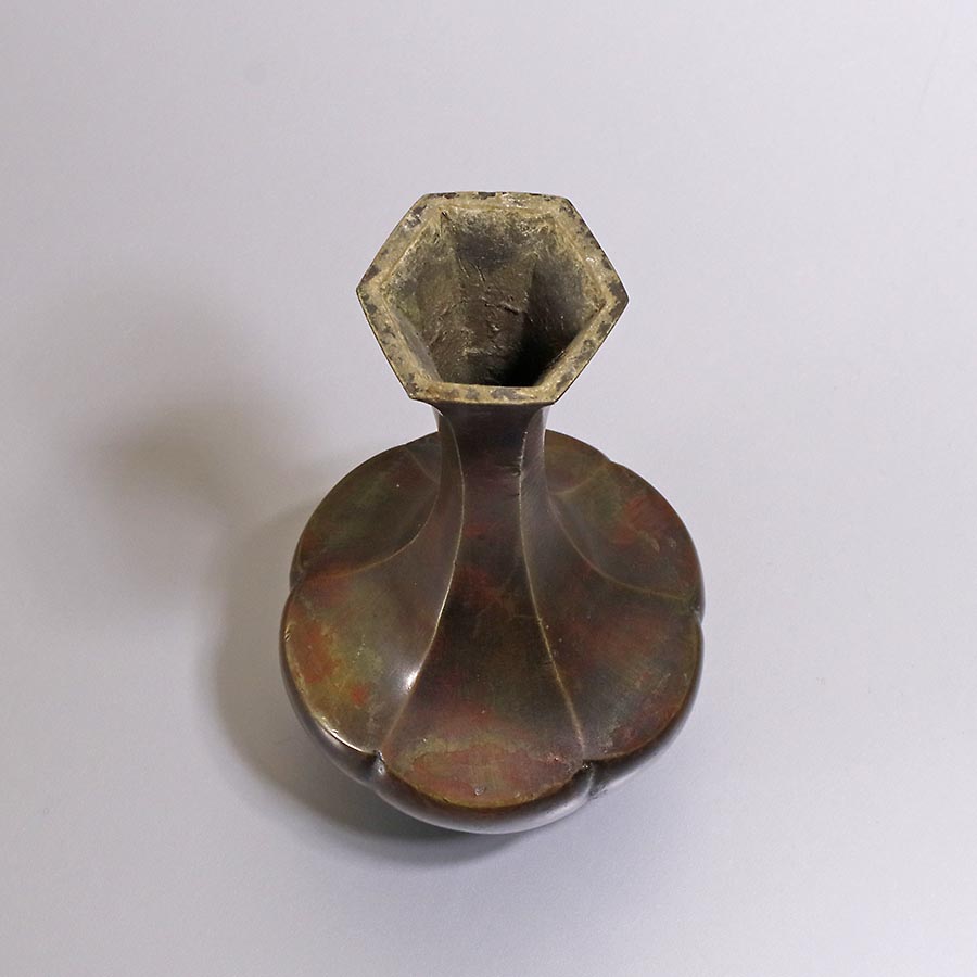 時代金工 古銅斑紫銅 古銅花瓶 D R4334 05-03/00-00/00-00 ob0191 斑