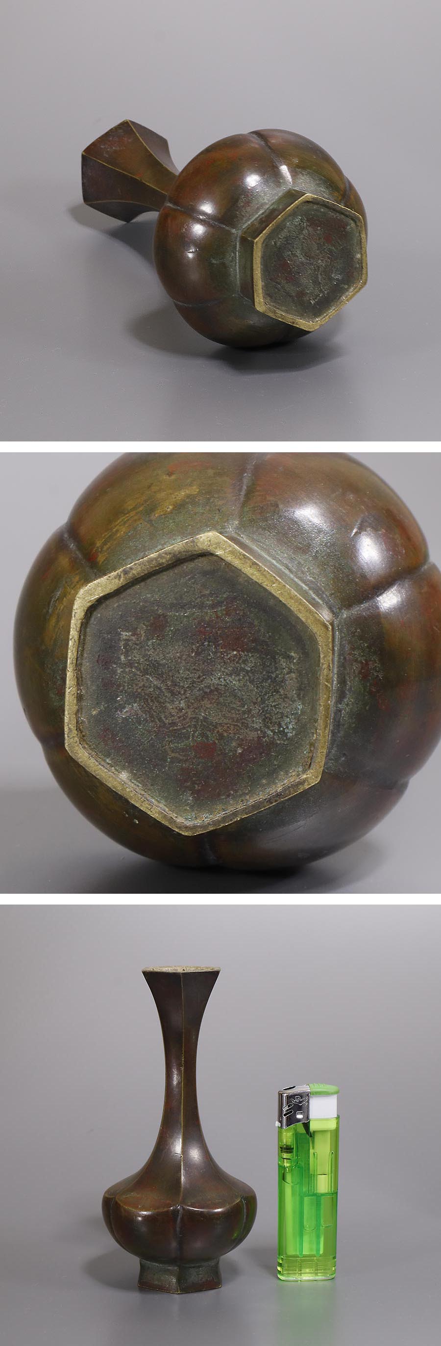 ☆いい楽☆古銅 面取花瓶 江戸時代